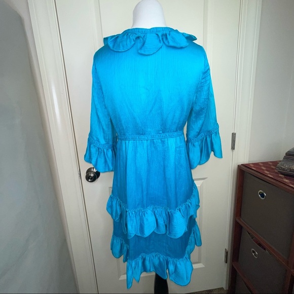Vintage Betsey Johnson Blue Silk Blend Ruffle Tiered Dress Baby Doll - Picture 6 of 17